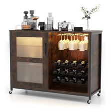 Wine Bar Cabinet with Wheels