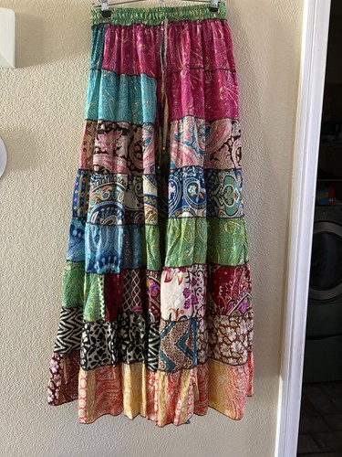 Patchwork boho maxi skirt - maxi,