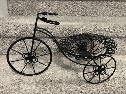Black metal bicycle planter - bicycle,