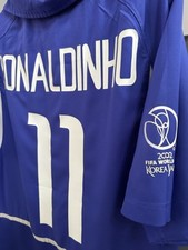Brazil 2002 World Cup Away Shirt Jersey Ronaldinho No. 11, Size Large