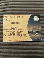 COLDPLAY  USED  TICKET 2008
