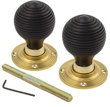 WOODEN BLACK BEEHIVE DOOR KNOB
