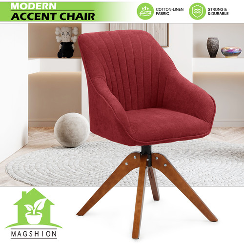 Burgundy swivel accent chair - burgundy,