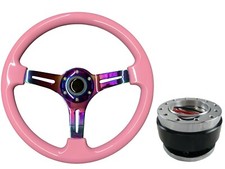 Pink Neo Chrome TS Steering Wheel + Quick Release boss B29