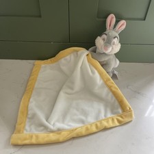 DISNEY STORE THUMPER RABBIT COMFORTER BLANKET SOOTHER WHITE & YELLOW