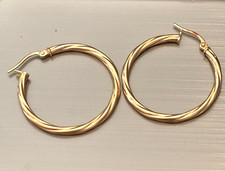 New 9ct YELLOW GOLD LARGE CREOLE EARRINGS 1.27 gms TWIST HOOPS Xmas Gift