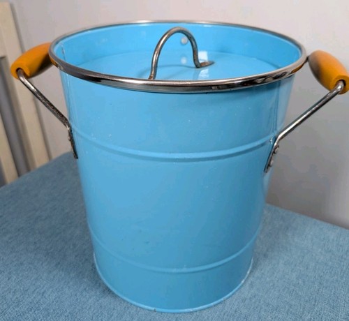Blue enamel ice bucket - blue,