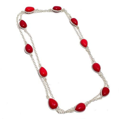 Red coral gemstone handmade - red,