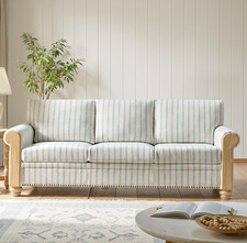 Mid-Century Modern Sofa 2 or 3-Seater Striped Upholstered Couch Stylish Sofa