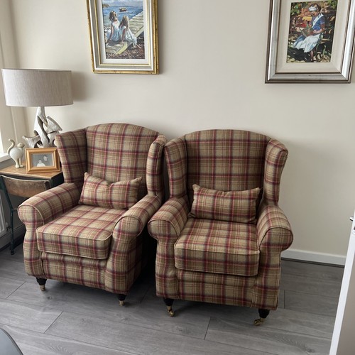 High wing back armchair tartan - high,