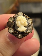 Antique Metal Cameo Lady Paste