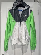 Adidas Originals Windbreaker Jacket White Green XSmall Retro Vintage