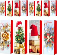 12 X Luxury Wine Bottle Gift Bags Christmas Xmas  Rope Handles Whisky Spirits