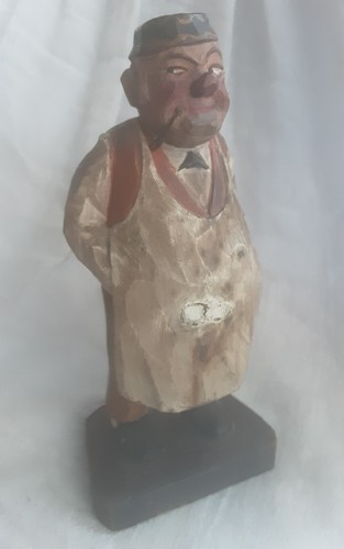 Butcher grocer handcarved wood - handcarved,