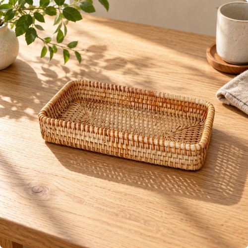 Rattan storage tray - rattan,