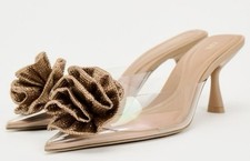 Zara Sparkle Corsage See Through  Mules size 4, brand new With Tags Rrp £55.95
