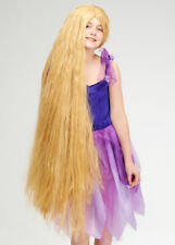 Kids Extra Long Blonde Girls Rapunzel Fancy Dress Wig Childrens Size Tangled
