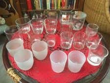 EMPTY ASSORTED GLASS CANDLE JARS 21 PCS VARIOUS SIZES/SHAPES