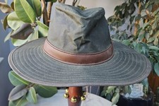 -Barbour Dawson Style Wax Safari Hat in Olive Green  Size Small Unisex - GT44