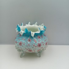 Antique Victorian Hand Painted Uranium Glass Vase Thomas Webb Mount Washington