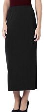 Long Pencil Skirt Black PonteRoma Jersey Lower Rear Split Ladies Plus Size