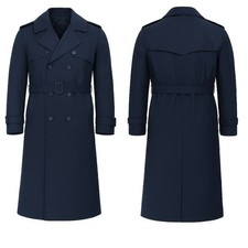 Mens Waterproof Coat Italian Military Trench Double Breasted Overcoat Vintage