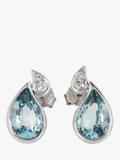 Boodles Aquamarine & Diamond 18ct White Gold Drop Earring