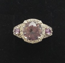 QVC Diamonique by Tova 925 sterling silver purple ring SIZE N