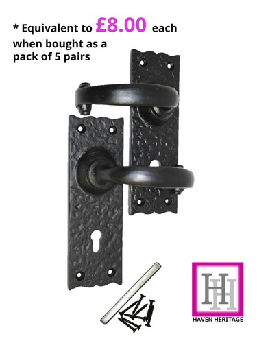 Door handle cast iron - iron, black