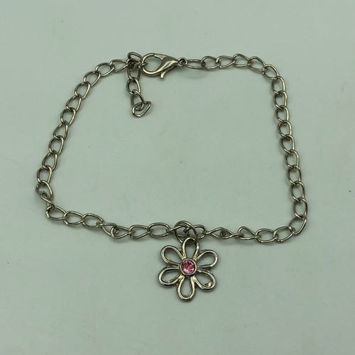 Retro silver tone chain - tone, pink