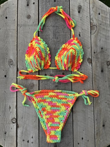 Neon handmade crochet bikini - handmade,