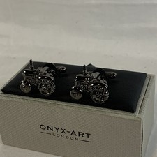 Stunning Onyx Art Tractor Cuff Links In Presentation Box -Mint