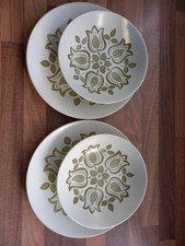 J&G Meakin Dinner Plates & Bowls X2 Tulip Time Green Vintage Excellent Con