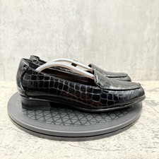 Clarks Shoes Women's UK 5 Wide Unstructured Black Crocodile Patent Leather Shoes