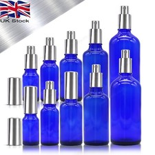 Blue Glass Bottle with Silver