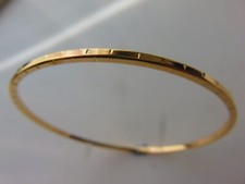 Gold Slave Bangle 2mm Ladies 9 Carat Yellow Gold 65mm Diameter Diamond Cut