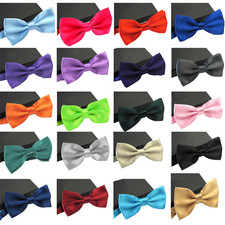 Smart Bow Tie Neck Mens Tie Satin Dickie Bow Fancy Dress Wedding Plain Pre-Tied