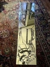 1970s Art Nouveau Mirror Wall Door Mural Alphonse Mucha style - Sold As Seen