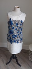 Tenki Blue And White Sleeveless Above The Knee Dress.  Size 12