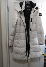Hollister Puffer Parka Long Jacket Coat Women’s White/Black - Size M - NEW
