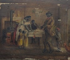 Superb Original 19th Century Oil On Canvas American Folk Art Painting