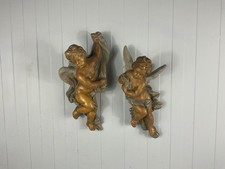 Pair Of 1920’s French Plaster Wall Hanging Cherubs