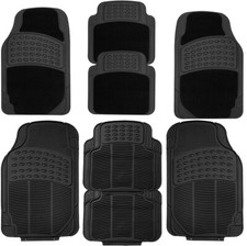 4PCS HEAVY DUTY UNIVERSAL BLACK RUBBER CAR MAT SET NON SLIP VAN MATS