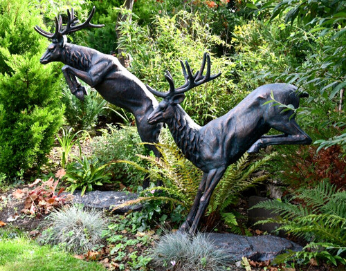 Pair leaping deer - pair,
