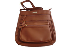 NATHALIE ANDERSEN POLYESTER MULTI ZIP BAG LIGHT BROWN SINGLE STRAP