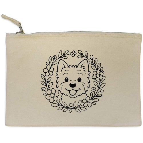 Westie floral wreath canvas - floral, wreath'