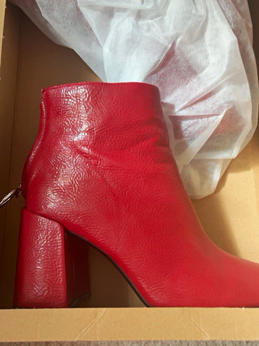 Zara red faux leather - red, ankle