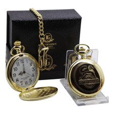 British Railways Early Vintage logo Gold Pocket Watch Gift Box Rail Wheel Style
