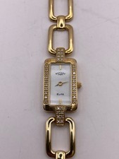 9ct Gold Rotary Elite Gold-Tone Wristwatch with Clear Stone Accents - J#1007