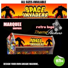 Space invader graphic Arcade Artwork Marquee Stickers Graphic / All Sizes  